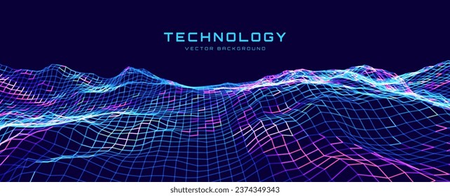 Hi Tech Network Connection Grid. 3D Technology Style Baner Design. Technology Vector Illustration. Futuristic Design for Technology or Science Event. 