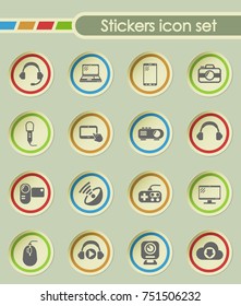 hi tech round sticker icons for your creative ideas
