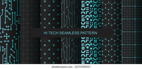 hi tech seamless pattern  collection