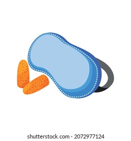 Hi Tech Sleeping Isometric Composition With Isolated Image Of Wearable Blind Mask With Pair Of Ear Plugs Vector Illustration