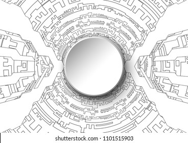 Hi tech style with circuit board and white board, Technology abstract and communication concept, Vector illustration background.