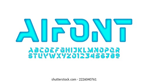 Hi tech techno blue alphabet font, typography technology for your designs logo or brand name, vector illustration 10EPS