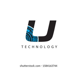 Hi Tech U Letter Logo Icon