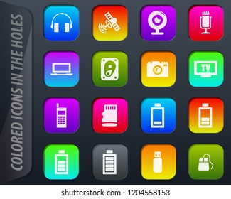Hi tech vector colored icons in the holes easily adapt to any background