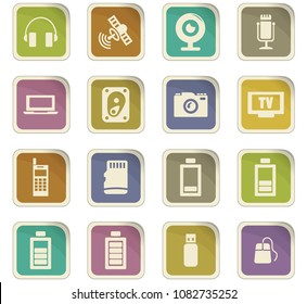 Hi tech vector colored paper stickers with icons