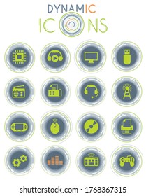 iconos vectoriales de alta tecnología sobre fondo blanco con líneas dinámicas para animación para diseño de interfaz web y de usuario