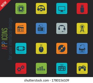 hi tech vector icons for web and user interface design