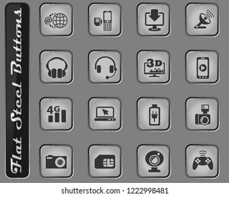 hi tech vector web icons on the flat steel buttons