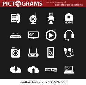 Hi tech vector white icons for user interface design