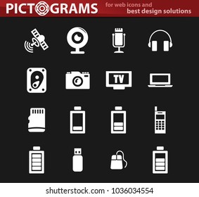 Hi tech vector white icons for user interface design
