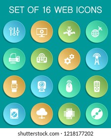 hi tech web icons on colorful round buttons