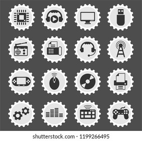 hi tech web icons stylized postage stamp for user interface design