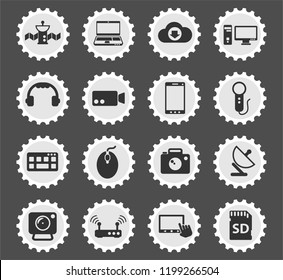 hi tech web icons stylized postage stamp for user interface design
