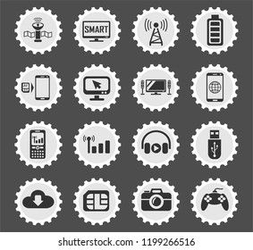hi tech web icons stylized postage stamp for user interface design