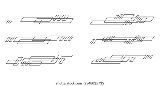 hi technology digital graphic bar lined geometric set vector illustration for decoration,ornate,corner,template,etc