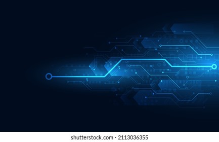 Hi technology line.Circuit board design background with dark blue.