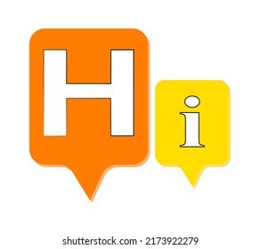 Hi text on speech bubble isolated on white background. Vector illustration EPS 10 File.