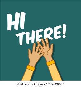 Hi There Waving Hand Vector Illustration