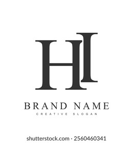 HI trendy logotype template. Initial letter h and i classic font style. Creative logo for company name or identity. Vector illustration.