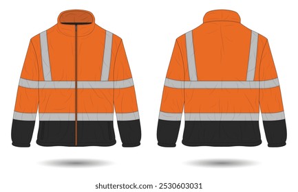 Hi vis clothing zipper jacket mockup front and back view