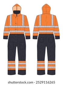 Hi Vis overall workwear mockup front and back view