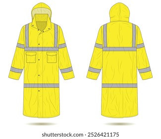 Hi vis capa de chuva mockup vista frontal e traseira