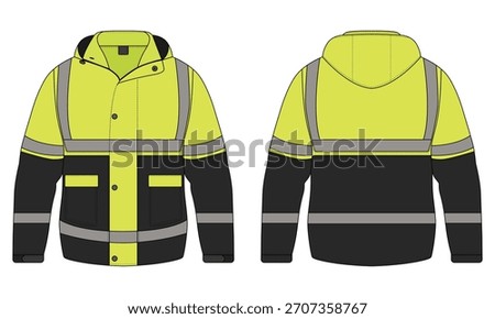 Hi vis safety jacket template front and back view