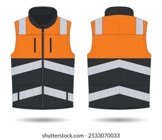 Hi vis vest workwear mockup front and back view