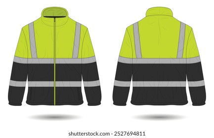 Maqueta de la chaqueta de seguridad de trabajo de alta visibilidad