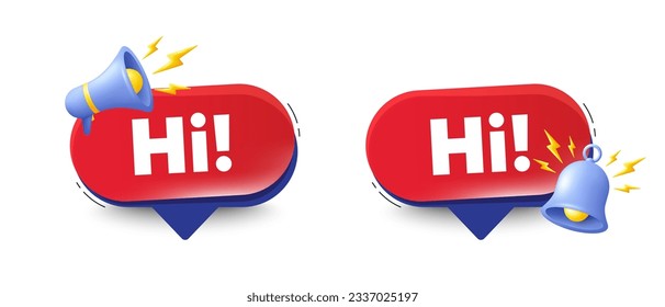 Su etiqueta de bienvenida. Burlas de voz con timbre 3d, megáfono. Hola invitación. Mensaje de saludos formales. Su mensaje de charla. Cuadro de diálogo de oferta roja. Vector