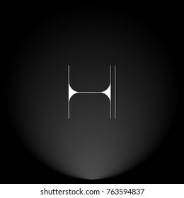 HI White thin minimalist LOGO Design with Highlight on Black Background.