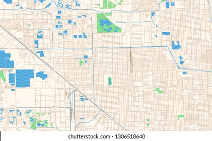 Hialeah Florida printable map excerpt. This vector streetmap of downtown Hialeah is made for infographic and print projects.