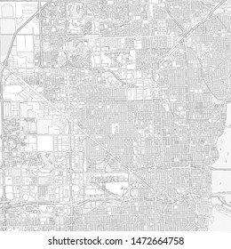 Hialeah, Florida, USA, bright outlined vector map with bigger and minor roads and steets created for infographic backgrounds.