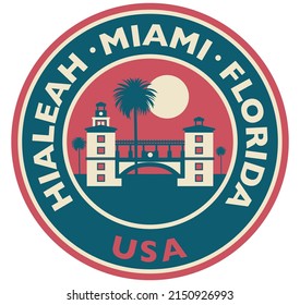 Hialeah Miami Florida Postcard Vector Illustration