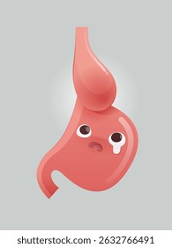 A hiatal hernia is illustrated with a cartoon drawing showing the internal body parts, with part of the stomach pushing through the diaphragm into the chest cavity.