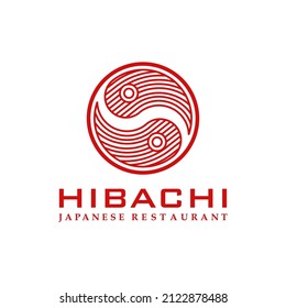 Hibachi japanese restaurant logo in red