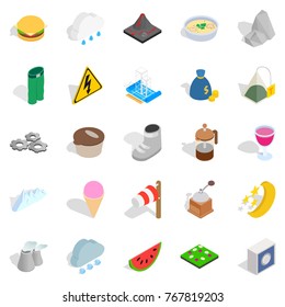 Hibernal icons set. Isometric set of 25 hibernal vector icons for web isolated on white background