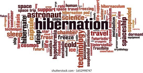 Hibernation word cloud concept. Collage made of words about hibernation. Vector illustration 