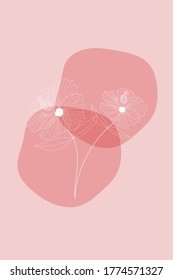 Hibicus flowers vector on pink background