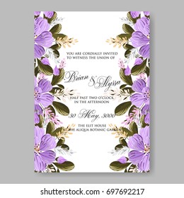  Hibiscus, anemone, poinsettia, peony Tropical Flower Wedding Invitation. Winter floral bridal shower invitation card template.