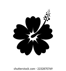 Hibiscus black icon. Stylized flower isolated on white background. Best for seamless patterns, print, tattoo, web, logo creating and brand design.