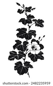 Hibiscus bloom stands out against a monochrome backdrop, offering a beautiful natural design for various projects and decor