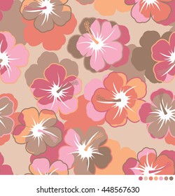 Hibiscus camouflage pattern vector background