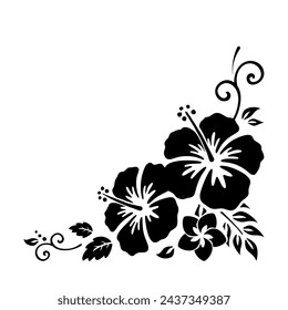 Hibiscus decorative Silhouette material of hibiscus decorative frame_tribal_vector illustration