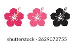 Hibiscus flat design icon set vector illustration