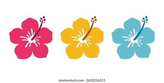 Hibiscus flat design icon set Ilustración vectorial