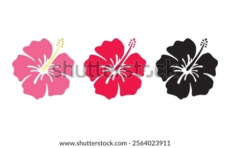 Hibiscus flat design icon set vector illustration