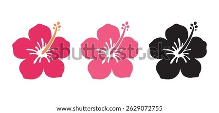 Hibiscus flat design icon set vector illustration