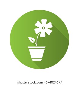 Hibiscus flat design long shadow glyph icon. Vector silhouette illustration