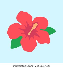 Ilustración vectorial plana de Hibiscus sobre fondo aislado. Ilustración del tema del vector de verano. Ilustración de vectores de temas de flores